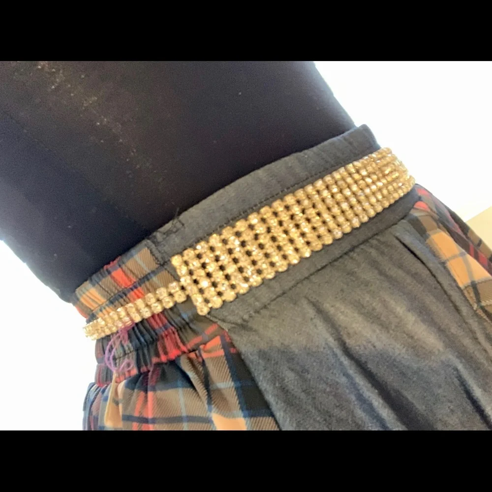 Vintage belt silvertone rhinestone costume bling